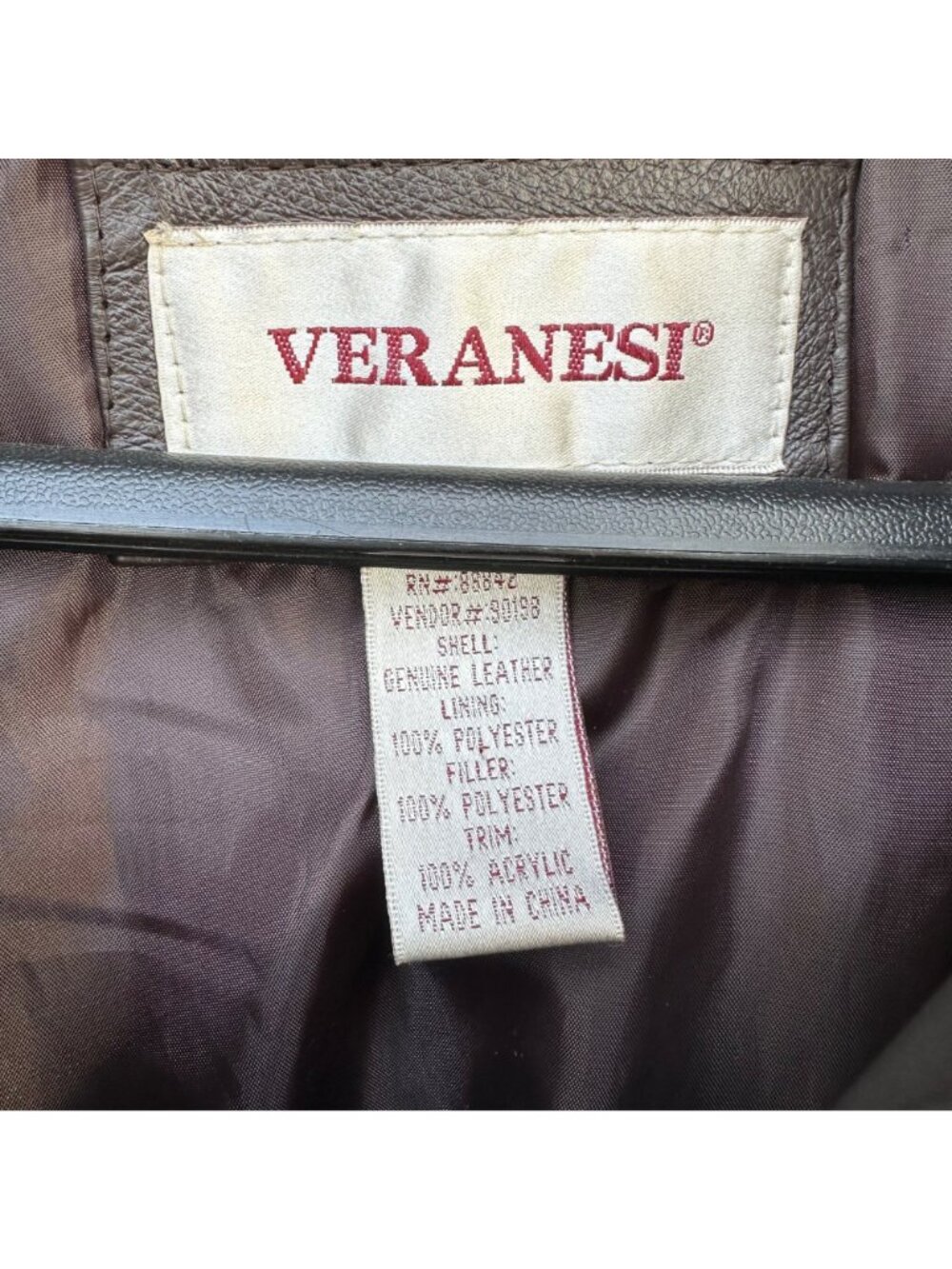 Vintage Veranesi Black Genuine Leather Jacket With Zip Front & Pockets Womens Si - Picture 6 of 14